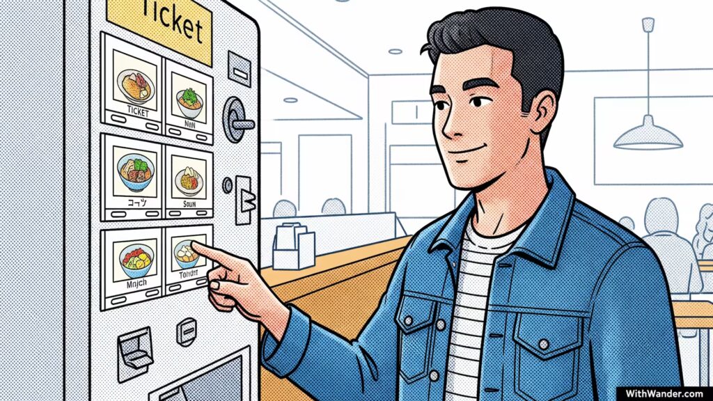 Overwhelmed In Tokyo Solo: 4 Tips for Instant Confidence 5 A ticket machine at a ramen shop, showing restaurants with minimal interaction in Tokyo for anxious solo travelers.