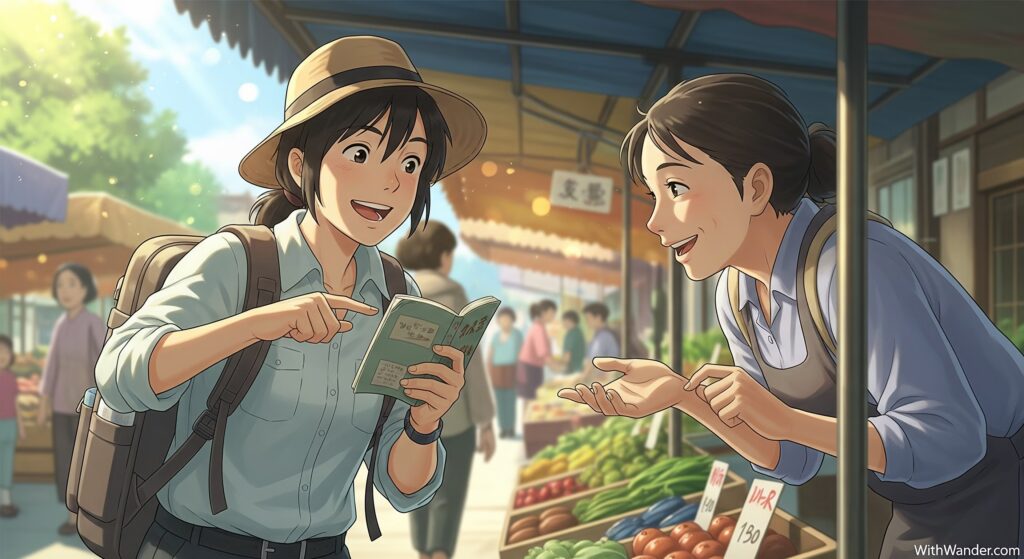 Learning a few local phrases from a book to connect with locals